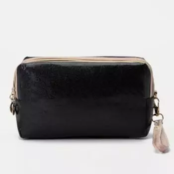 Косметичка, 2 отдела на молниях, цвет чёрный