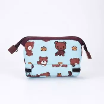 Косметичка, 2 отдела на молниях, цвет голубой