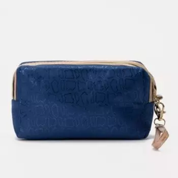 Косметичка, 2 отдела на молниях, цвет синий