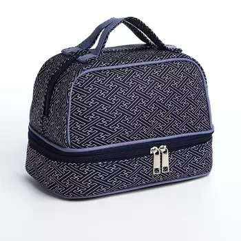 Косметичка, 2 отдела на молниях, цвет синий