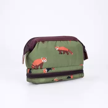 Косметичка, 2 отдела на молниях, цвет зелёный