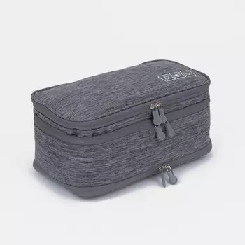 Косметичка-несессер дорожная на молнии, с крючком, с ручкой, серая