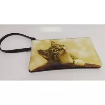 Косметичка коричневая, "Котёнок"