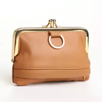 Косметичка на фермуаре, 2 отдела, цвет бежевый