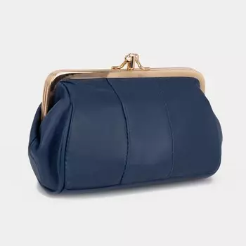 Косметичка на фермуаре, 2 отдела, цвет синий