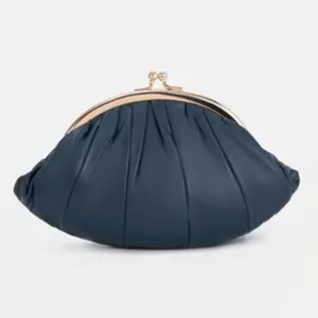 Косметичка, 2 отдела на фермуарах, цвет синий