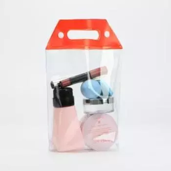 Косметичка на кнопках для бассейна, с ручками, прозрачная/красная