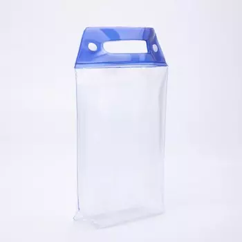 Косметичка на кнопках, с ручкой, цвет прозрачный/синий