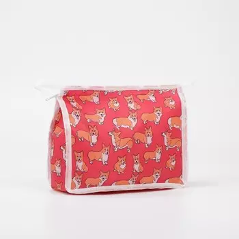 Косметичка на молнии, без подклада, цвет красный