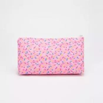 Косметичка на молнии, без подклада, цвет розовый
