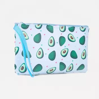 Косметичка на молнии, с ручкой, цвет белый/голубой