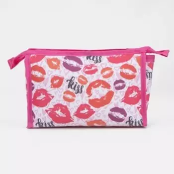 Косметичка на молнии, цвет белый/красный