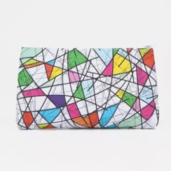 Косметичка-пенал на молнии, плоская, с ярким рисунком, белая/разноцветная