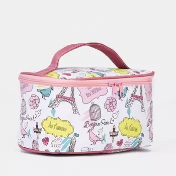 Косметичка на молнии, цвет белый/розовый