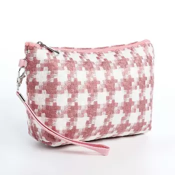 Косметичка на молнии, с ручкой, цвет белый/розовый