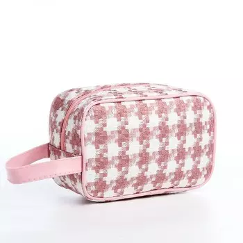 Косметичка дорожная на молнии, с ручкой, цвет белый/розовый