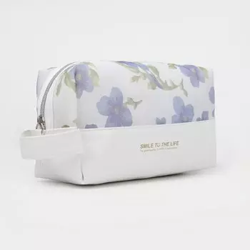 Косметичка на молнии, цвет белый/синий