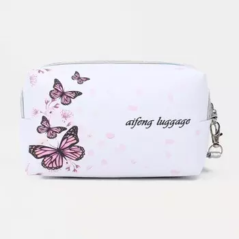 Косметичка на молнии, цвет белый/сиреневый