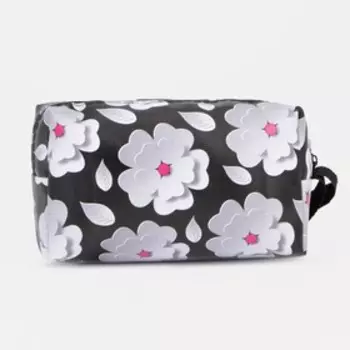 Косметичка-футляр маленькая, с ручкой, прокладок, для косметики, лекарств, чёрная/белая