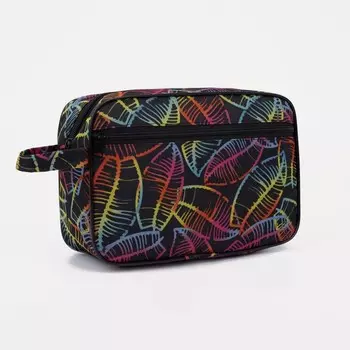 Косметичка на молнии, наружный карман, цвет чёрный/разноцветный