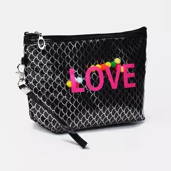 Косметичка на молнии, с ручкой, цвет чёрный