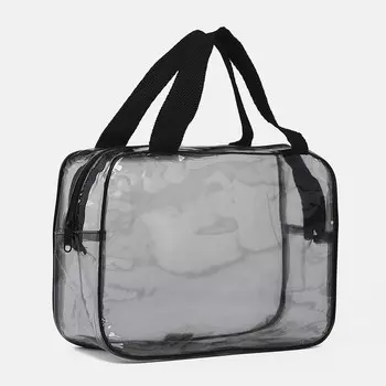 Косметичка на молнии, с ручками, чёрная