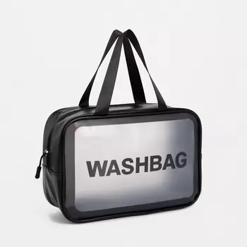 Косметичка-сумка на молнии для бассейна, большая, с ручками, с принтом Washbag, чёрная