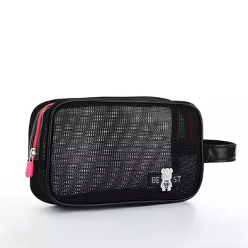 Косметичка на молнии сетчатая, с ручкой, Best, чёрная
