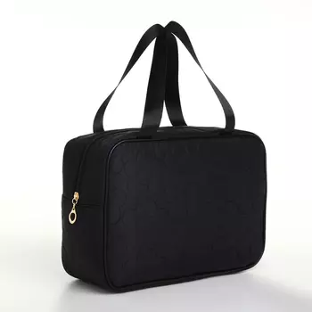 Косметичка на молнии, с ручками, цвет чёрный