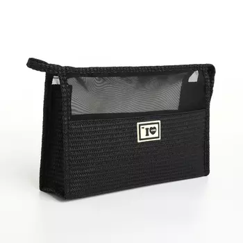 Косметичка на молнии, треугольная, с сеткой, чёрная