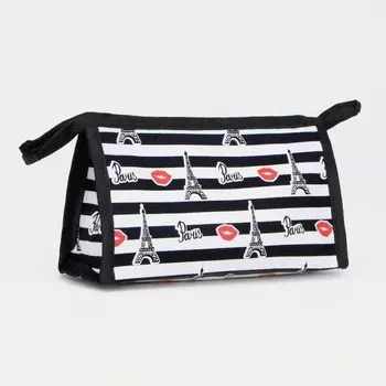 Косметичка на молнии, цвет чёрный/белый