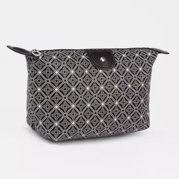 Косметичка простая на молнии, средний размер, с орнаментом, чёрная