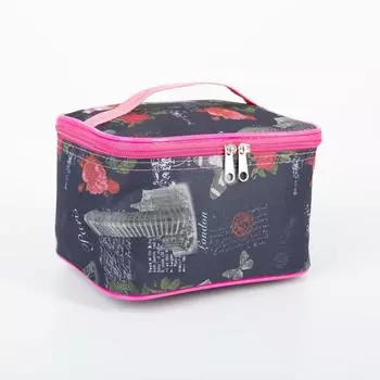 Косметичка на молнии, цвет чёрный/розовый