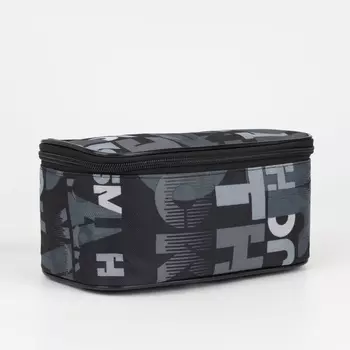 Косметичка на молнии, цвет чёрный/серый