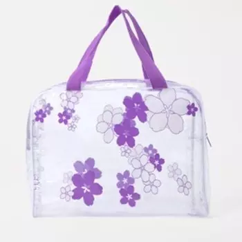 Косметичка-сумка на молнии для бассейна, с ручками, с принтом Flowers, фиолетовая