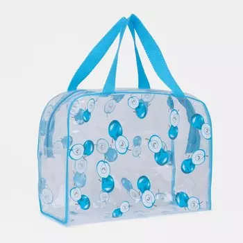 Косметичка-сумка на молнии для бассейна, большая, с ручками, с принтом «Ранетки», голубая