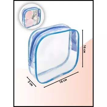 Косметичка на молнии, цвет голубой