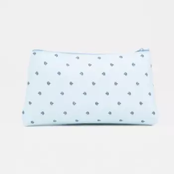 Косметичка на молнии, плоская, маленькая, с паттерном, голубая