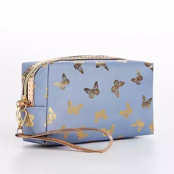 Косметичка на молнии, цвет голубой
