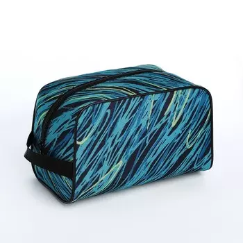 Косметичка дорожная на молнии «Бако текстиль», с ручкой, цвет голубой/чёрный