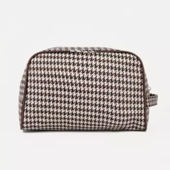 Косметичка на молнии, с подкладом, цвет коричневый