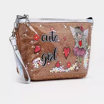 Косметичка на молнии, с ручкой, цвет коричневый