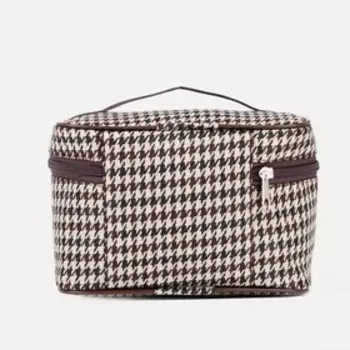 Косметичка на молнии, с подкладом, цвет коричневый/бежевый