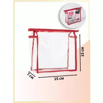 Косметичка на молнии, цвет красный/прозрачный