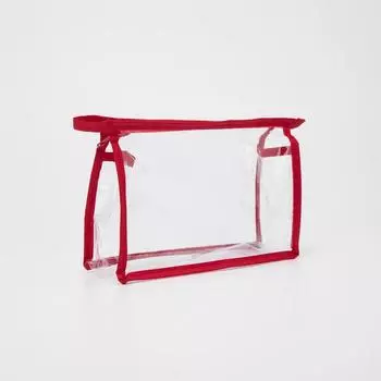 Косметичка на молнии, цвет красный/прозрачный