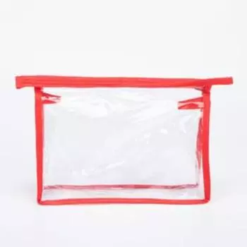 Косметичка на молнии, треугольная, средний размер, красная/прозрачная