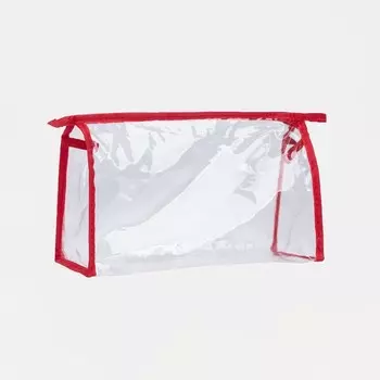 Косметичка на молнии, цвет красный/прозрачный