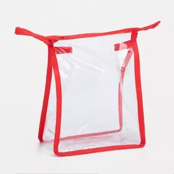 Косметичка на молнии, цвет красный/прозрачный