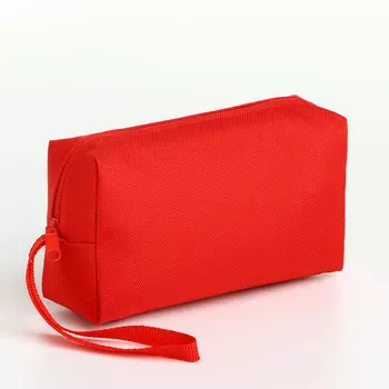 Косметичка дорожная на молнии, маленькая, с ручкой, красная