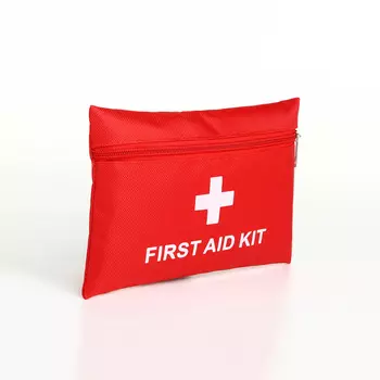 Косметичка-аптечка на молнии, маленькая, плоская, с рисунком, красная